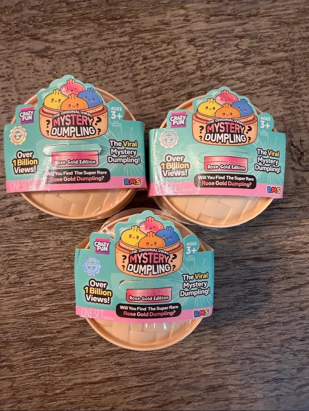 RMS Crazy Fun Mystery Dumpling Rose Gold Mini Bao Bun Squishy lot Bundle Set 3